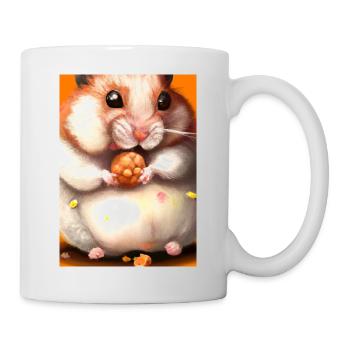 Hamster frisst - Tasse - Weiß - Rechts