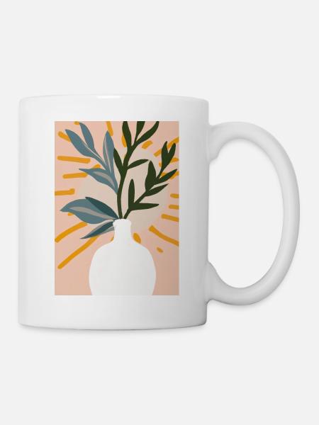 Florale Blumenformen - Tasse - Weiß