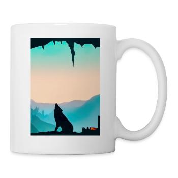 Wolf bei Nacht - Tasse - Weiß - Rechts