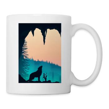 Wolf bei Nacht - Tasse - Weiß - Rechts