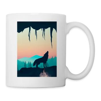 Wolf bei Nacht - Tasse - Weiß - Rechts