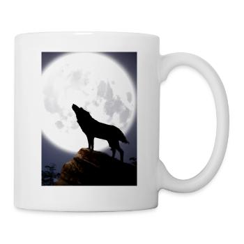 Wolf bei Nacht - Tasse - Weiß - Rechts