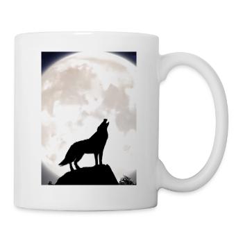 Wolf bei Nacht - Tasse - Weiß - Rechts
