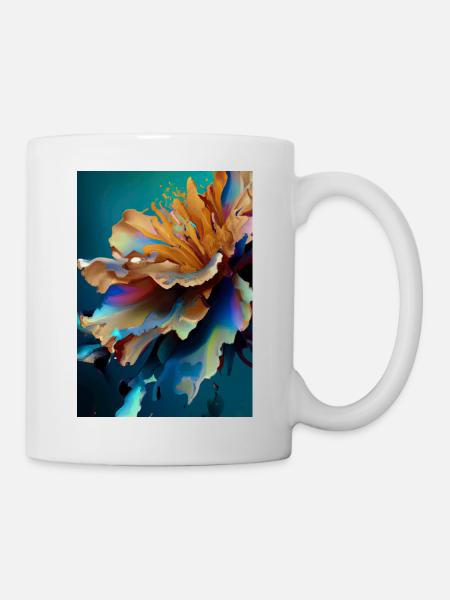 Abstrakte Blume - Tasse - Weiß