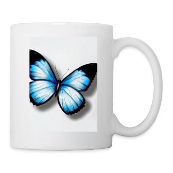 Blauer Schmetterling - Tasse - Weiß - Rechts