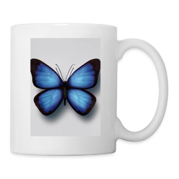 Blauer Schmetterling - Tasse - Weiß - Rechts