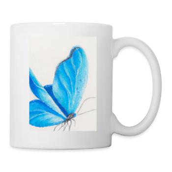 Blauer Schmetterling - Tasse - Weiß - Rechts
