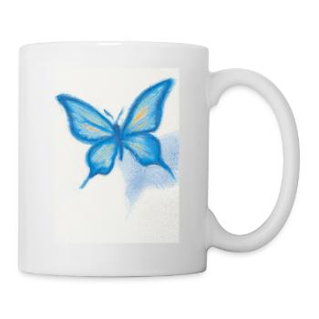 Blauer Schmetterling - Tasse - Weiß - Rechts