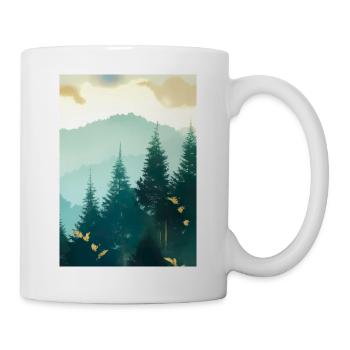 Nebliger Wald - Tasse - Weiß - Rechts
