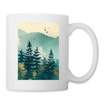 Nebliger Wald - Tasse - Weiß - Rechts