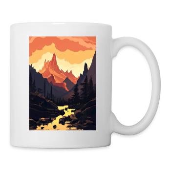 Sonnenuntergang Wald - Tasse - Weiß - Rechts