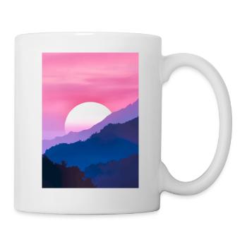 Rosa Sonnenuntergang - Tasse - Weiß - Rechts