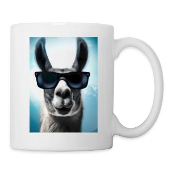 Lama mit Sonnenbrille - Tasse - Weiß - Rechts