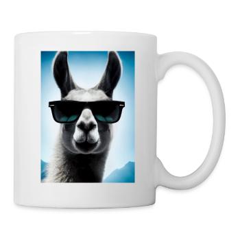 Lama mit Sonnenbrille - Tasse - Weiß - Rechts