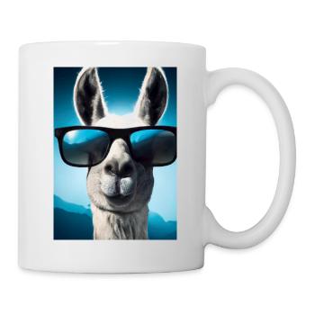 Lama mit Sonnenbrille - Tasse - Weiß - Rechts