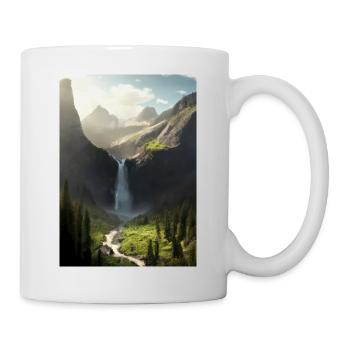 Wasserfall in der Natur - Tasse - Weiß - Rechts