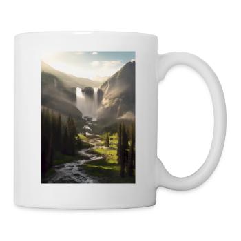 Wasserfall in der Natur - Tasse - Weiß - Rechts