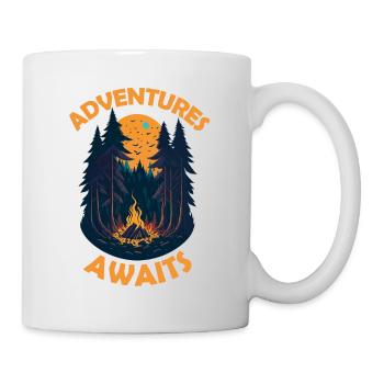 Adventures awaits, Camping, Holidays, Nature - Mug - white - Right