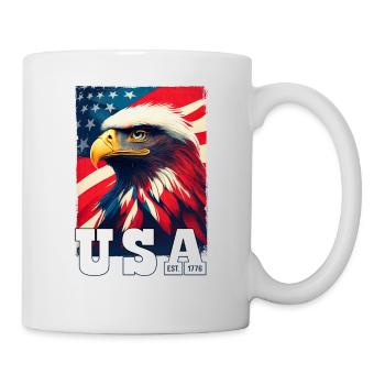 Proud Patriot Eagle : drapeau des États-Unis et Stars & Stripes - Mug blanc - blanc - Droite