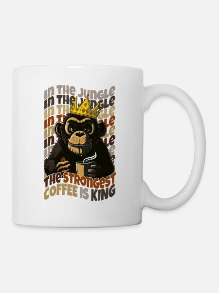 Im Dschungel Der stärkste Kaffee ist König - Tasse - Weiß