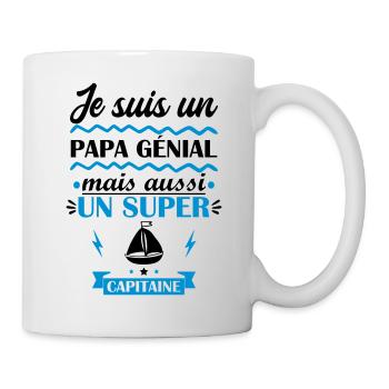 papa génial mais aussi capitaine, fête des pères - Mug blanc - blanc - Droite