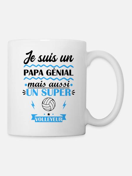 papa génial volleyeur, cadeau fête des pères - Mug blanc - blanc