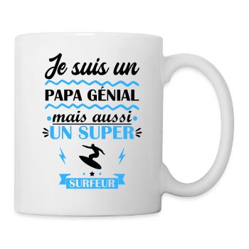 Papa génial surfeur, cadeau fête des pères - Mug blanc - blanc - Droite