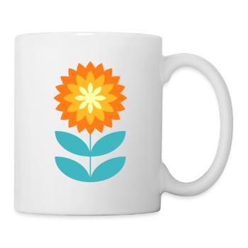 Blume Retro Style, orange, gelb tuerkis, oberedel - Tasse - Weiß - Rechts