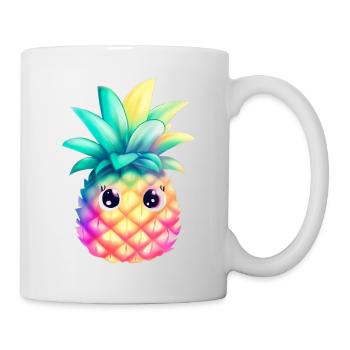 Süße Bunte Ananas Sommer Frucht Urlaub Geschenk - Tasse - Weiß - Rechts