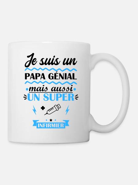 papa génial infirmier, cadeau fête des pères - Mug blanc - blanc