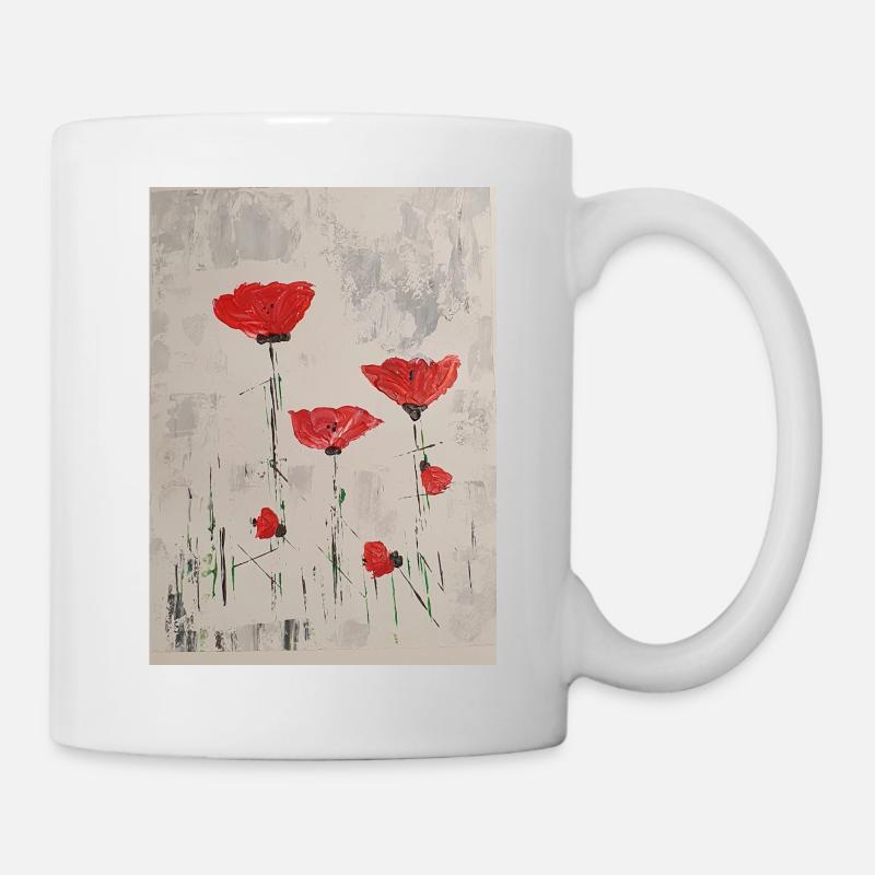 Mohnblumen - Tasse - Weiß