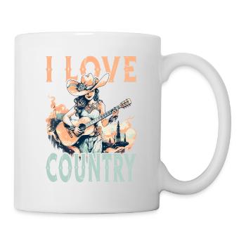 I Love Country Music Guitar Western USA Vintage - Mug - white - Right