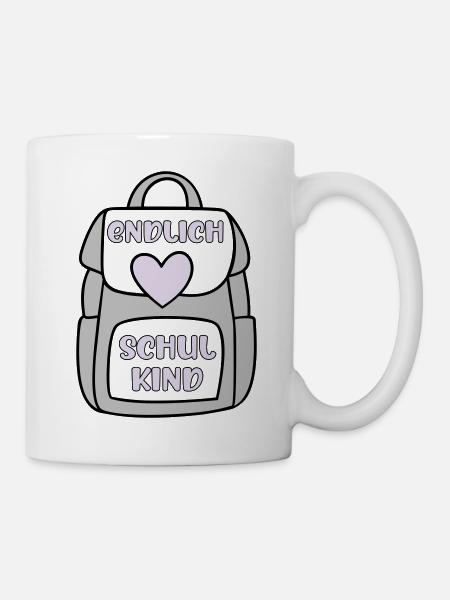 endlich Schulkind lila - Tasse - Weiß