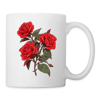 3 Rote Rosen Vintage Cool Floral Flowers Lover Wortspiel - Tasse - Weiß - Rechts