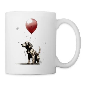 Cute dog with red balloon graffity - Mug - white - Right