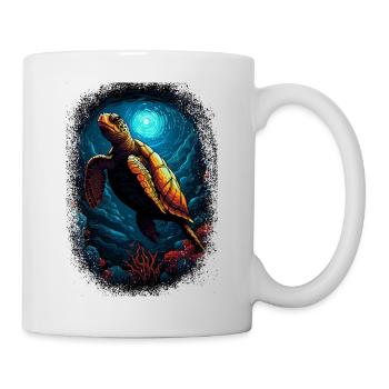 duck green tribal turtle turtle lover geek - Tasse - Weiß - Rechts