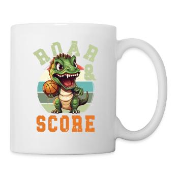 Basketball Dino T-Rex Player Sports Comic Cartoon - Mug - white - Right