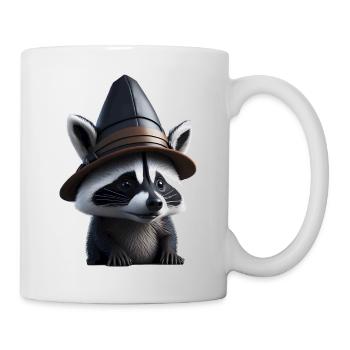 Raton laveur avec chapeau - Mug blanc - blanc - Droite