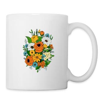 Blumengesteck Typ 70er Jahre - Tasse - Weiß - Rechts