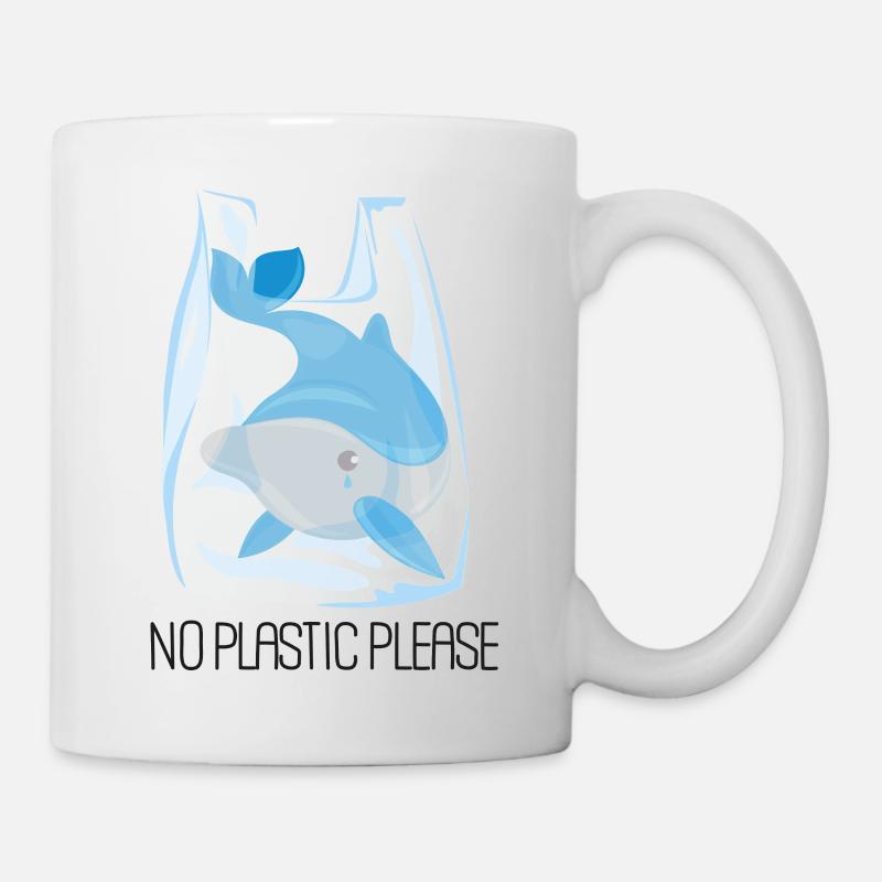 Bitte kein Plastik - Dolphin - Tasse - Weiß