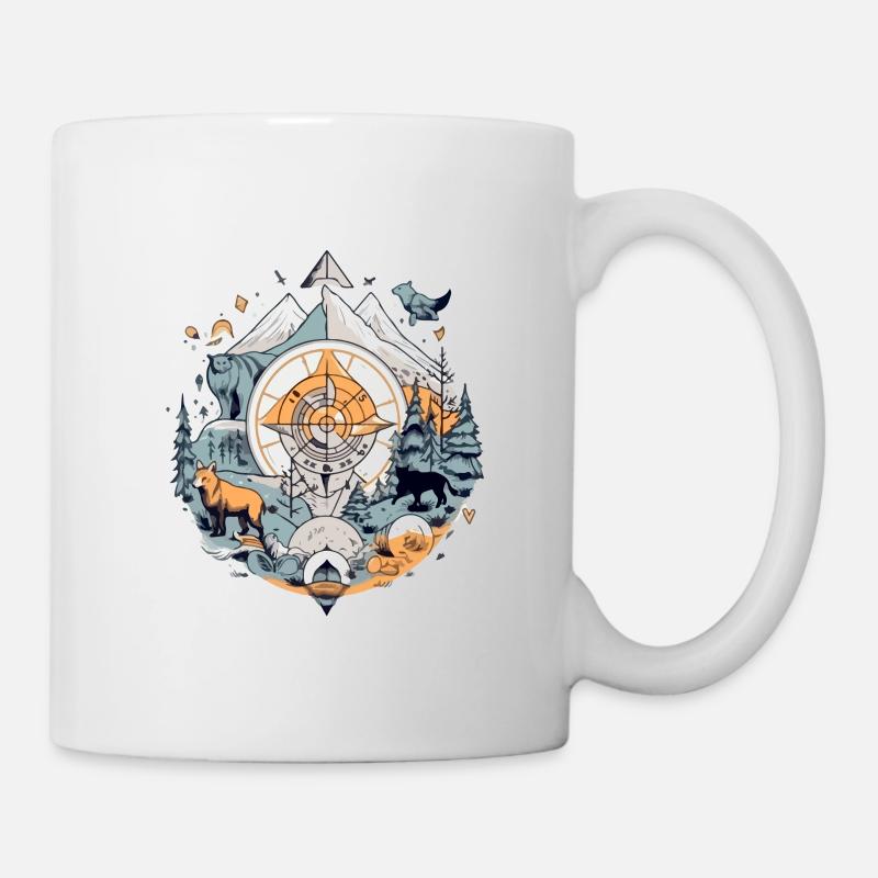 Kompass und Natur - Tasse - Weiß