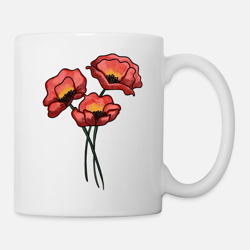 Mohnblumen - Tasse - Weiß