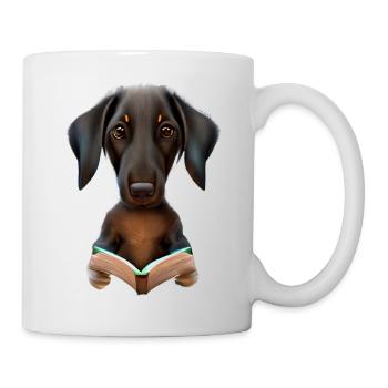 Dobermann Bücher Hund Buch lesen Dobermannwelpe - Tasse - Weiß - Rechts