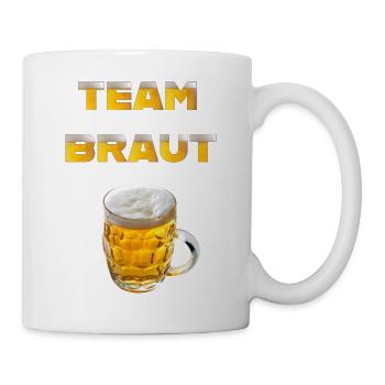 Team Braut Bier Schriftzug mit Bierkrug - Tasse - Weiß - Rechts