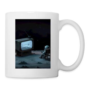 Astronaut sieht fern - Tasse - Weiß - Rechts