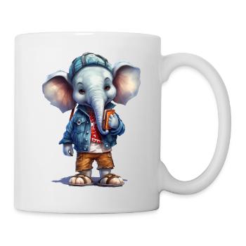 Cute Elephant Cartoon - Tasse - Weiß - Rechts