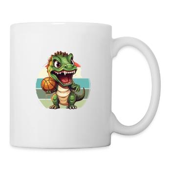 Basketball Dino T-Rex Player Sports Comic Cartoon - Mug - white - Right