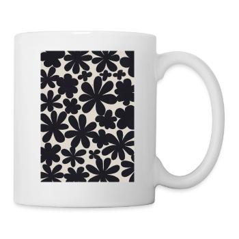 Schwarze Blumen-Muster - Tasse - Weiß - Rechts