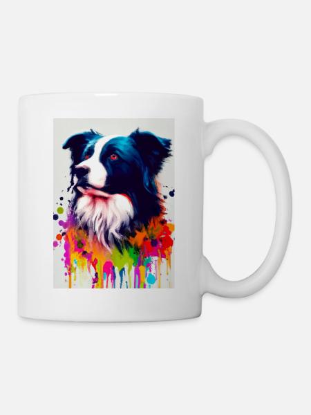 Bunter Border Collie - Tasse - Weiß