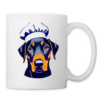 Doberman cuisine Doberman chiot restaurateur chien - Mug blanc - blanc - Droite